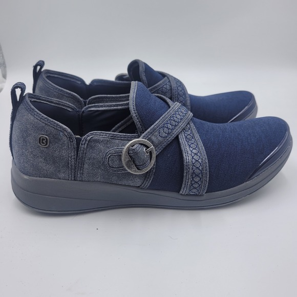Bzees Shoes - Bzees Navy Blue Slip-On Sneakers with Buckle Detail